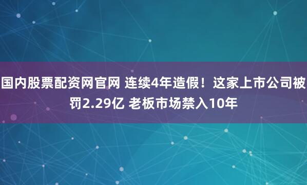 国内股票配资网官网 连续4年造假！这家上市公司被罚2.29亿 老板市场禁入10年