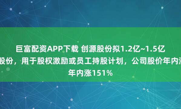 巨富配资APP下载 创源股份拟1.2亿~1.5亿元回购股份，用于股权激励或员工持股计划，公司股价年内涨151%