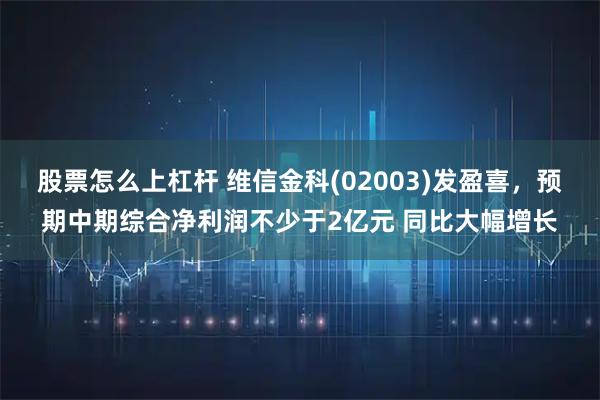 股票怎么上杠杆 维信金科(02003)发盈喜，预期中期综合净利润不少于2亿元 同比大幅增长